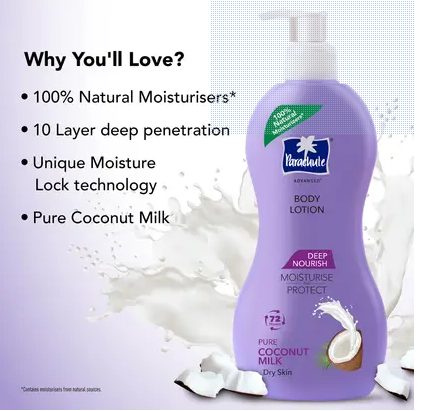 Parachute Advansed Deep Nourish Body Lotion for Women & Men, 100% Natural (400 ml)