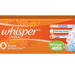 Zoom Whisper Choice Sanitary Pads - With Fresh Flower Scent, Protects From Stains, 7 Pcs