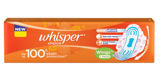 Zoom Whisper Choice Sanitary Pads - With Fresh Flower Scent, Protects From Stains, 7 Pcs